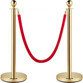 VEVOR Velvet Ropes and Posts Gold Stanchion 5ft/1.5m Crowd Control Barriers 4PCS