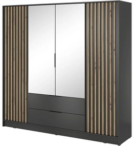 Nτουλάπα Τετράφυλλη Nelly 24_4Dm_grf Με Καθρέπτη 206x51x200cm Graphite Τετράφυλλη