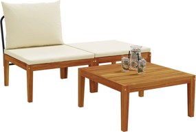 vidaXL 3 τμχ. Σετ Lounge Κήπου με Μαξιλάρια Φυσικό