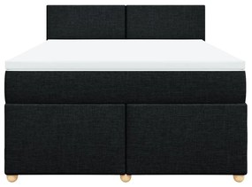 Κρεβάτι Boxspring με Στρώμα Μαύρο 140x200 εκ. Υφασμάτινο - Μαύρο