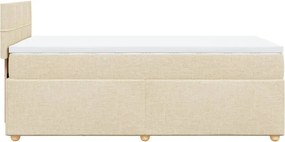 vidaXL Κρεβάτι Boxspring με Στρώμα Κρεμ 90x190 εκ.Υφασμάτινο