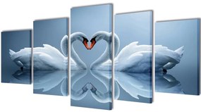 vidaXL Πίνακας σε Καμβά Σετ Κύκνοι 100 x 50 εκ.