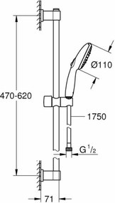 Στήλη ντους Grohe Vitalio Start 110 Μέταλλο