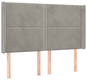 vidaXL Κεφαλάρι με Πτερύγια Ανοιχτό Γκρι 147x16x118/128 εκ. Βελούδινο