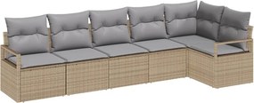 vidaXL Σετ Καναπέ 6 pcs Μπεζ συνθετικό ρατάν