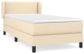 vidaXL Κρεβάτι Boxspring με Στρώμα Κρεμ 90x190 εκ.Υφασμάτινο