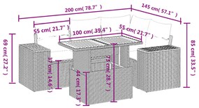 vidaXL Σετ Καναπέ Κήπου 5 τεμ. Μπεζ Συνθετικό Ρατάν με Μαξιλάρι