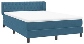 Κρεβάτι Boxspring με Στρώμα Σκούρο Μπλε 140x210 εκ. Βελούδινο - Μπλε