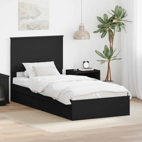 vidaXL Κρεβάτι Αποθήκης Μαύρο 100 x 200 cm Επεξεργασμένο ξύλο