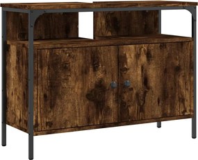 vidaXL Ντουλάπι Νιπτήρα Μπάνιου Καπνιστή Δρυς 80x30x60 εκ. Επεξ. Ξύλο