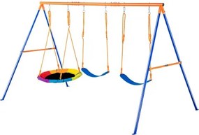 VEVOR Swing Sets for Backyard 1 Saucer 2 Belt Swing Seats A-Frame Metal Stand