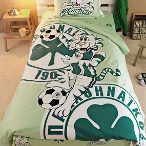 Κουβερλί Παιδικό Σετ 2τμχ. Panathinaikos F.C.4 Green Palamaiki Ημίδιπλο 170x250cm 100% Cotton Satin