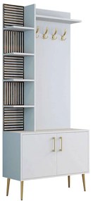 Έπιπλο Εισόδου Viyana 845HCT5524 90x35x202cm White-Gold Particle Board, Melamine