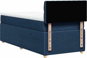 vidaXL Κρεβάτι Boxspring με Στρώμα Μπλε 90x200 εκ.Υφασμάτινο