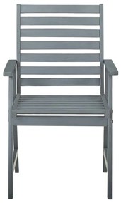Καρέκλες Εξ. Χώρου με Μαξιλάρια 3 τεμ. από Μασίφ Ξύλο Ακακίας - Γκρι