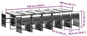 vidaXL Σετ Τραπεζαρίας Κήπου 13τεμ Μικτό Μπεζ Συνθ. Ρατάν με Μαξιλάρια