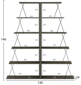 ΣΕΤ ΒΙΒΛΙΟΘΗΚΕΣ 2ΤΜΧ MINI TARS  ΜΕΛΑΜΙΝΗ OLIVE GREY-ΜΑΥΡΕΣ ΒΕΡΓΕΣ 65x24x146Υεκ.(x2)