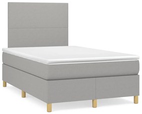 VidaXL Κρεβάτι Boxspring με Στρώμα Ανοιχτό Γκρι 120x190 εκ. Υφασμάτινο