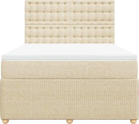 vidaXL Κρεβάτι Boxspring με Στρώμα Κρεμ 140x200 εκ. Υφασμάτινο