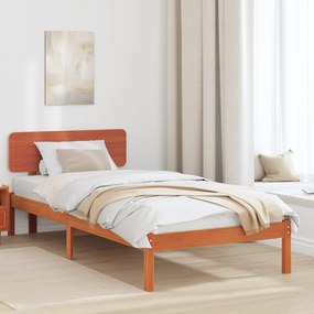 vidaXL Κρεβάτι με κεφαλάρι Καφέ Κερωμένο 100x200 εκ Μασίφ ξύλο πεύκου