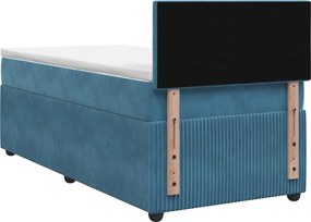 vidaXL Κρεβάτι box spring με στρώμα Σκούρο Μπλε 80 x 200 cm Βελούδο