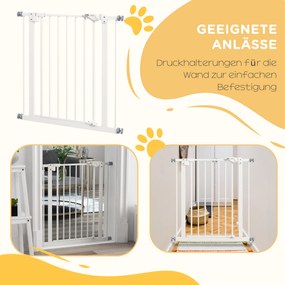 Dog Door Gate Barrier Pet Gate Metal Plastic 74-80cm Λευκό