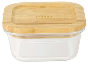 Δοχείο Φαγητού  PKV-016 520 ml 13x13x6cm Clear-Natural Pebbly Glass,Bamboo