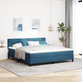 vidaXL κρεβάτι Box Spring με στρώμα & LED σε σκούρο μπλε 180x200 εκ βελούδο