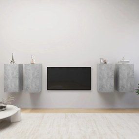 vidaXL Έπιπλα Τηλεόρασης 4 τεμ. Γκρι Σκυρ. 30,5x30x60 εκ. Μοριοσανίδα