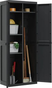vidaXL Ντουλάπι Αποθ. Εξ. Χώρου Μαύρο 65x37x165εκ. Πολυπροπυλένιο