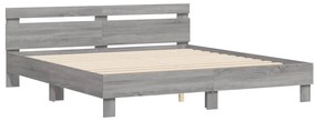 vidaXL Πλαίσιο Κρεβατιού με Κεφαλάρι Γκρι Sonoma 200x200εκ. Επεξ. Ξύλο