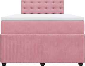 vidaXL Κρεβάτι Boxspring με Στρώμα Ροζ 120x200 εκ. Βελούδινο