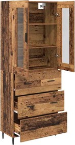 vidaXL Highboard με συρτάρι 2 pcs Παλιό Ξύλο Επεξεργασμένο ξύλο