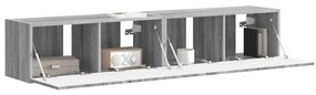 vidaXL Ντουλάπι Τηλεόρασης Τοίχου Επιτοίχιο 2 pcs Γκρίζο Σονομα