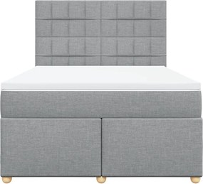 vidaXL Κρεβάτι Boxspring με Στρώμα Ανοιχτό Γκρι 140x200 εκ. Υφασμάτινο