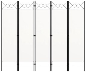 vidaXL Διαχωριστικό Δωματίου με 5 Πάνελ Λευκό 200 x 180 εκ.