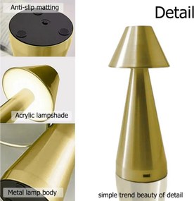 Επιτραπέζιο Διακοσμητικό Φωτιστικό LED Μπαταρίας 21x10cm - Χρυσό