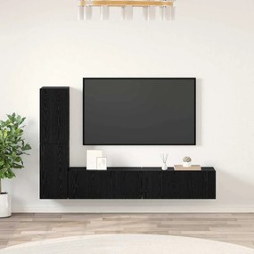 vidaXL Τηλεοπτική Κάβα Τοίχου 2 pcs Μαύρη Οξυά Επεξεργασμένο ξύλο