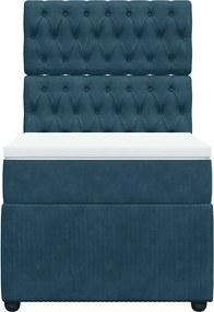 vidaXL Κρεβάτι Boxspring με Στρώμα Μπλε 80 x 200 εκ. Βελούδινο