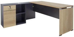 Intrahome Γραφείο εργασίας επαγγελματικό URALSALEXA Intrahome αναστρέψιμο σε φυσικό-ανθρακί 180x160x75εκ | SKU: INTRAPA-170111122