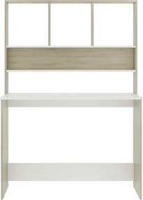 vidaXL Γραφείο με Ράφια Λευκό/Sonoma Δρυς 110x45x157 εκ. Μοριοσανίδα