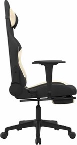 vidaXL Καρέκλα Gaming Μαύρο και κρεμ Ύφασμα με Υποπόδιο