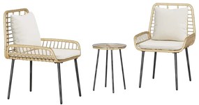 vidaXL Σέτ φαγητού για κήπο 3 pcs Καφέ, Μαύρο, Κρέμα 35 x 35 x 45 εκ