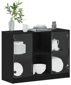 vidaXL Μπουφέ Μαύρο Δρυς 102x37x75,5 εκ Κατασκευασμένο Ξύλο