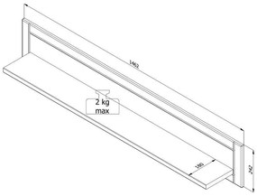 Ράφι τοίχου Valencia Artisan Oak - Λευκό Μάτ 146*19.5*24 εκ.