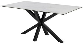 Τραπέζι Oakland 582, Άσπρο, Μαύρο, 76x90x160cm, 57 kg, Επεξεργασμένο γυαλί, Κεραμικός, Μέταλλο | Epipla1.gr