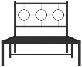 vidaXL Πλαίσιο Κρεβατιού με Κεφαλάρι Μαύρο 90 x 200 εκ. Μεταλλικό