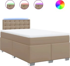 vidaXL Κρεβάτι Boxspring με Στρώμα Καπουτσίνο 120x190εκ.από Συνθ.Δέρμα
