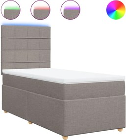 vidaXL Κρεβάτι Boxspring με Στρώμα Taupe 90x190 εκ.Υφασμάτινο