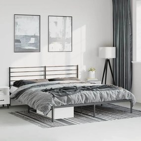 vidaXL Πλαίσιο Κρεβατιού με Κεφαλάρι Μαύρο 193 x 203 εκ. Μεταλλικό